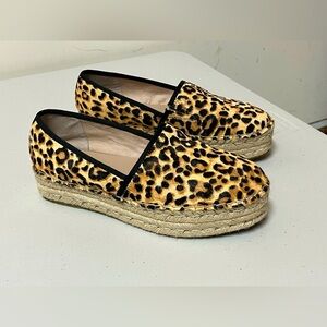 Steve Madden Alexia Leopard Print Calf Hair Platform Espadrille Flat size 9.5M